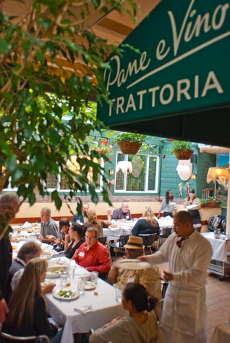 Patio dining at Pane e Vino Trattoria